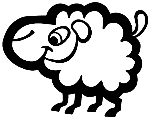 Fluffy sheep with dark outline vinyl sticker. Customize on line.      Animals Insects Fish 004-1189  